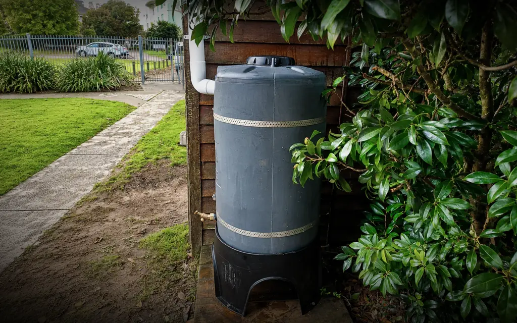 Rainwater tank installed and plumbed at a rural Hamilton property