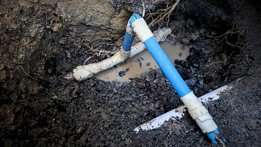 Plumber repairing a leaking water pipe joint under a Hamilton house